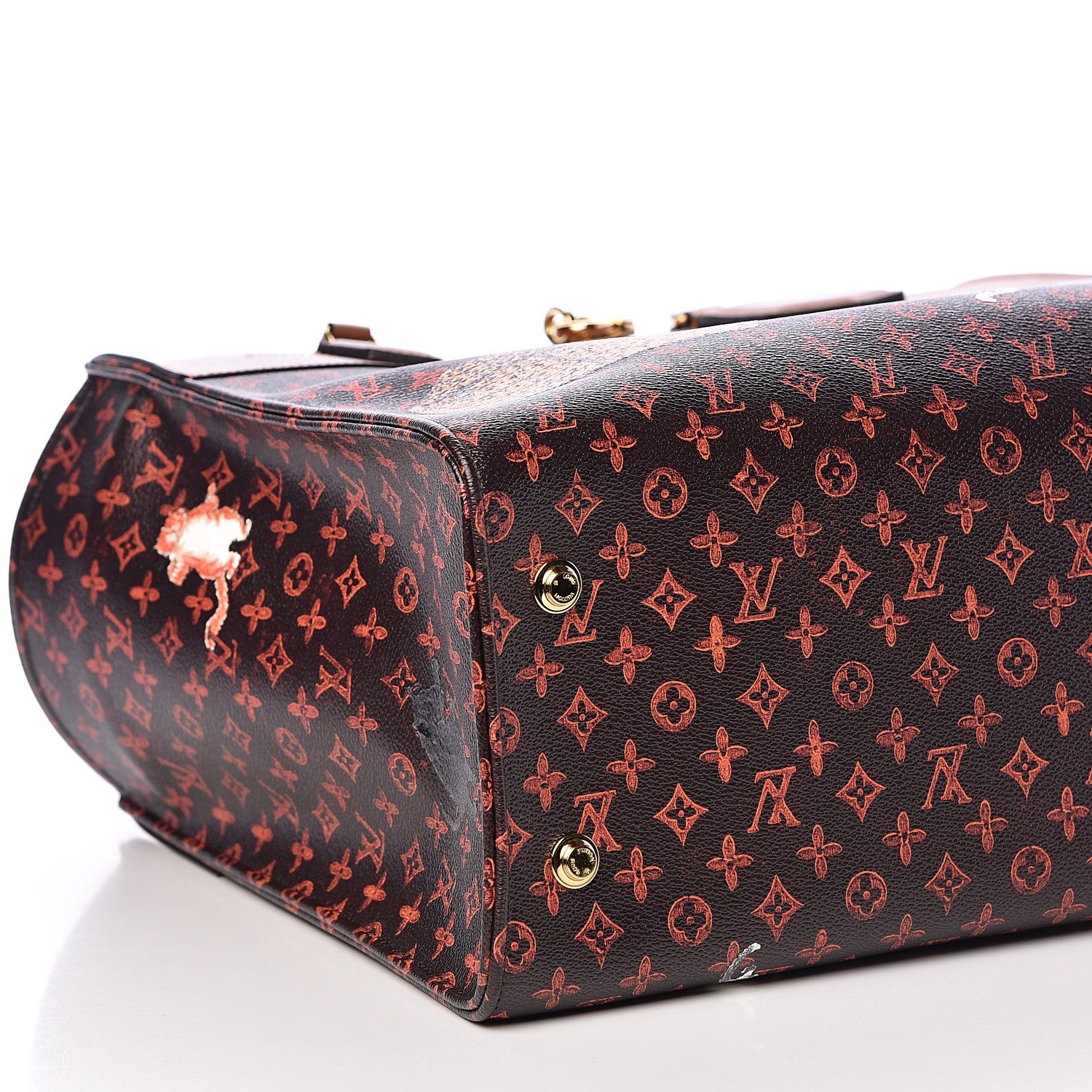 Louis Vuitton Calfskin Catogram City Steamer Cabas XXL Orange Marron 10 of 11