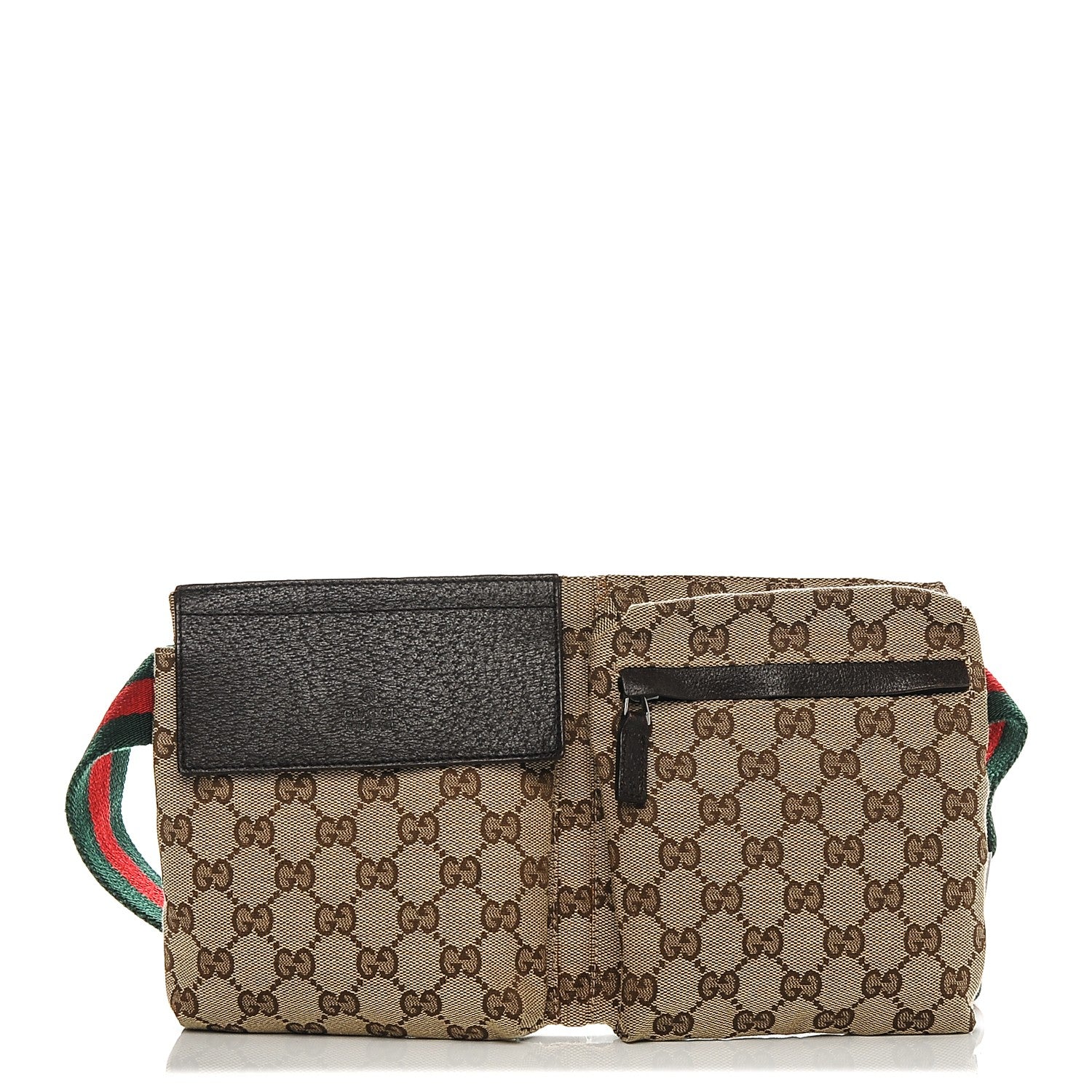 Gucci GG Monogram Double Pocket Belt Bag Dark Brown 1 of 7