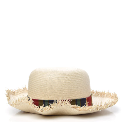 Gucci Raffia Ribbon Striped Panama Hat 59 Natural 2 of 7