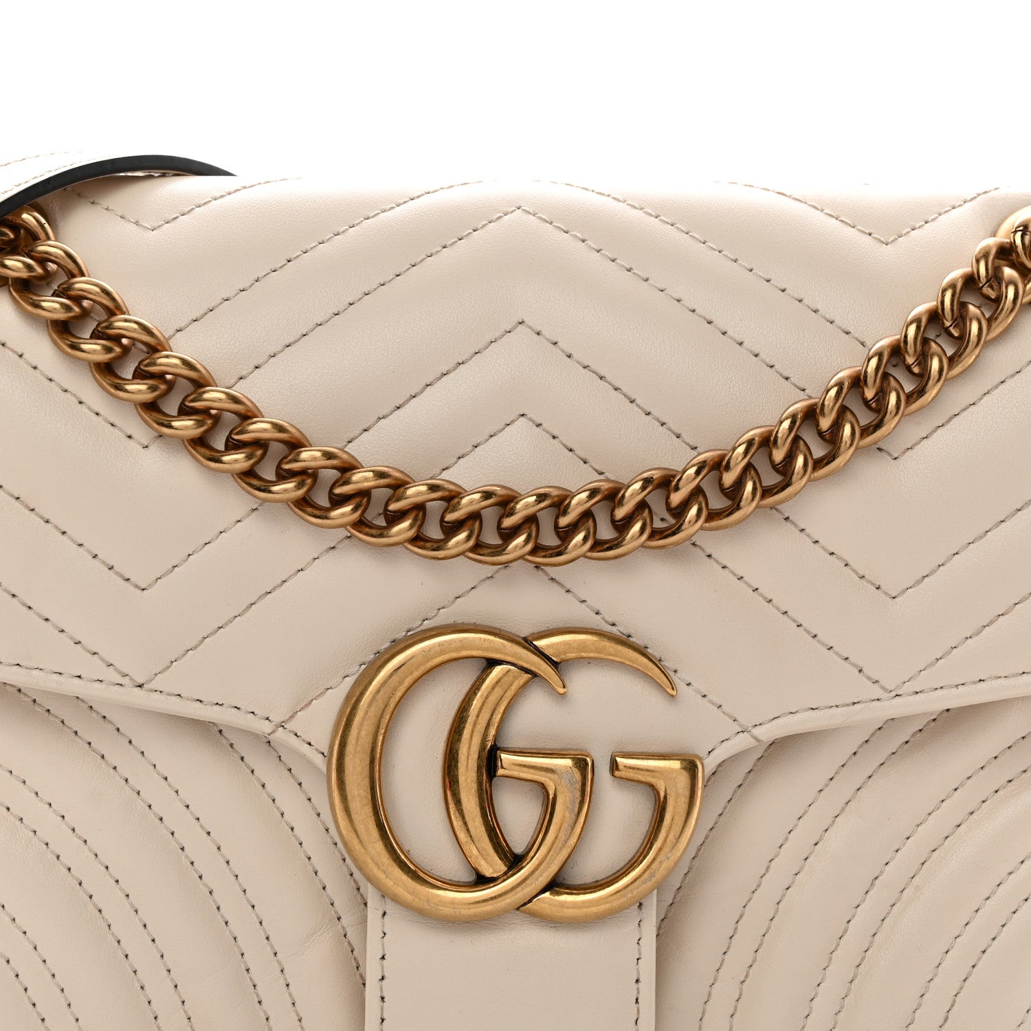 Gucci Calfskin Matelasse Small GG Marmont Shoulder Bag White 8 of 12