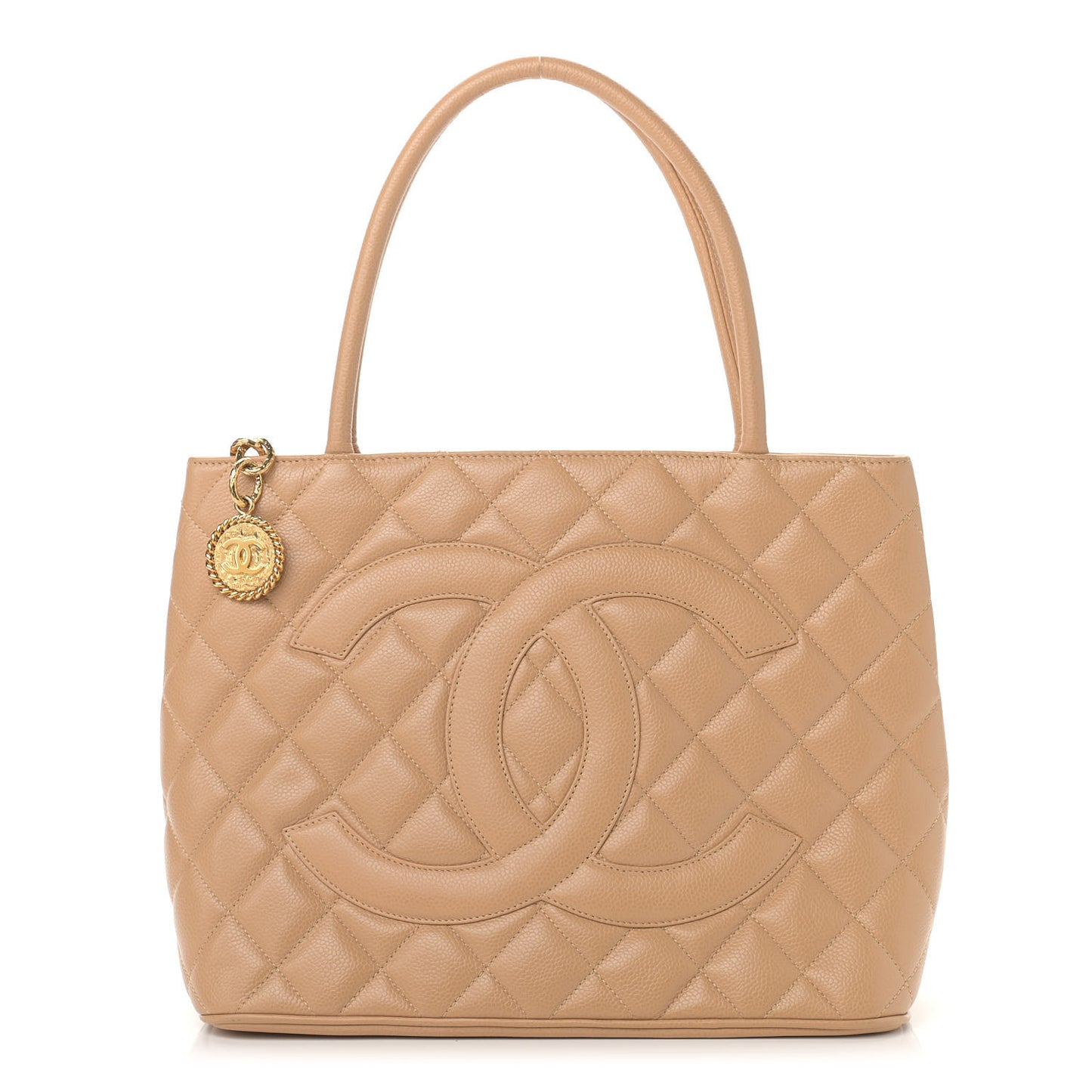 Caviar Quilted Medallion Tote Beige