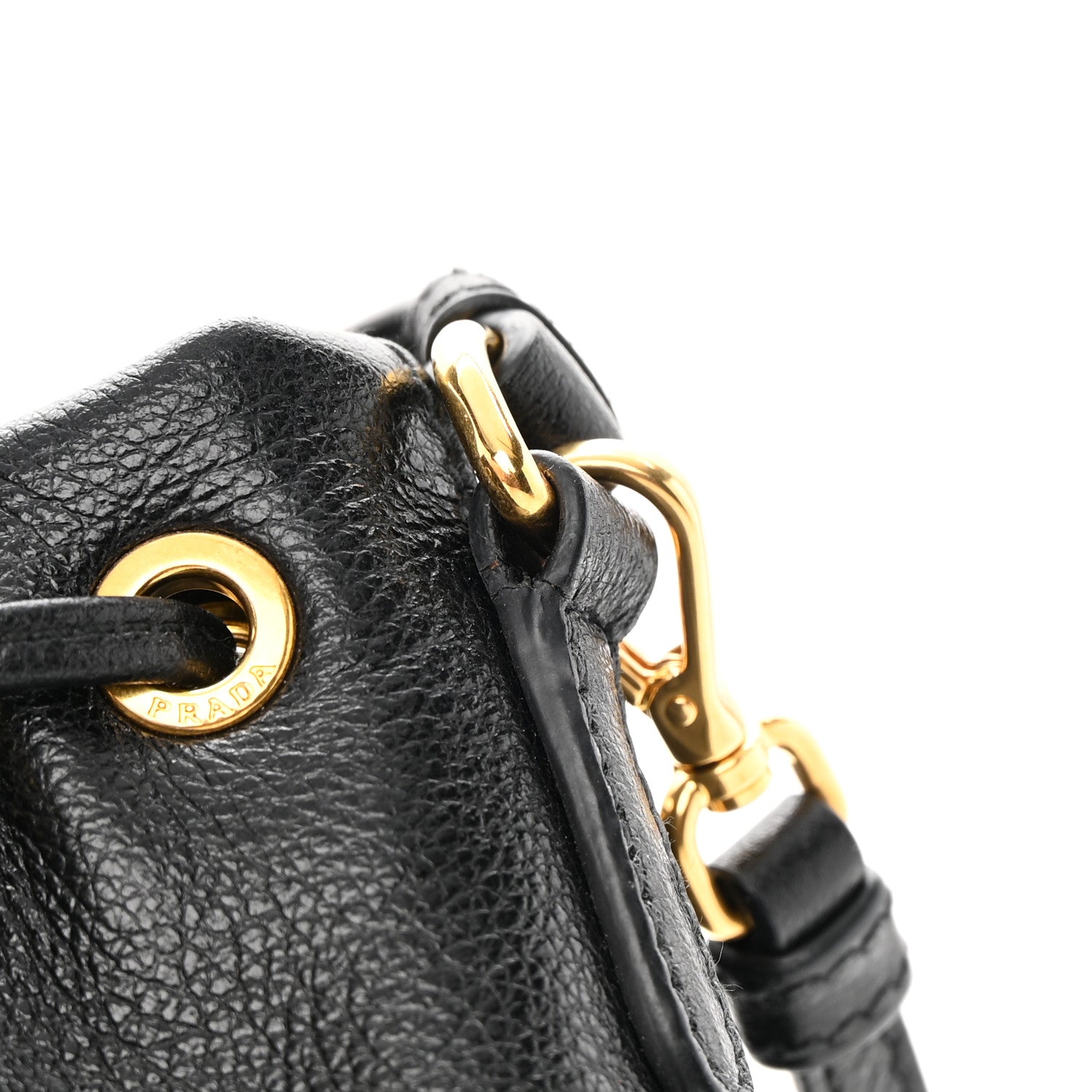 Prada Glace Calfskin Embossed Secchiello Bucket Bag Black 12 of 13