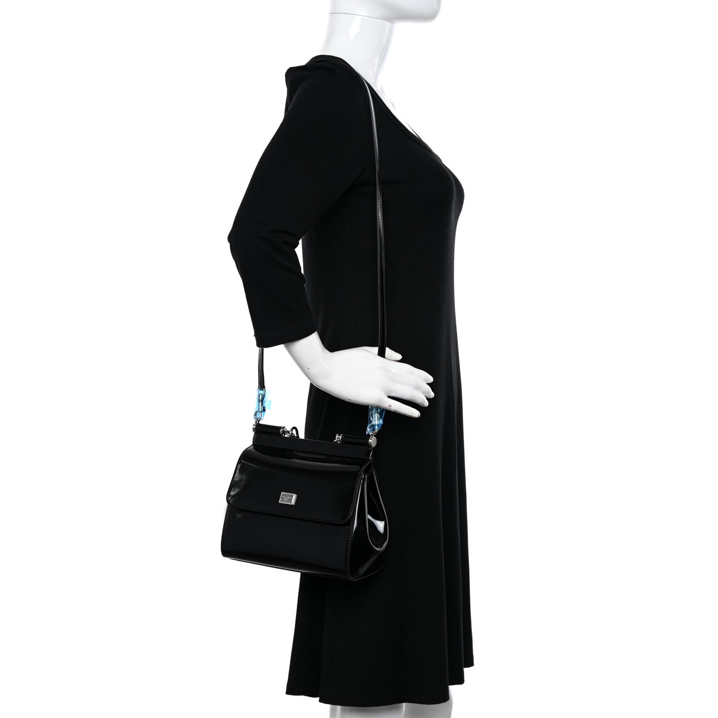 Patent Small Miss Sicily Satchel Black