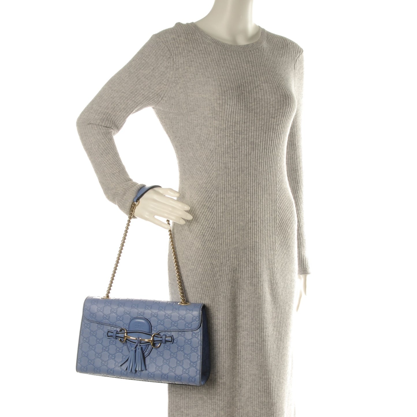 Soft Guccissima Medium Emily Chain Shoulder Bag Mineral Blue