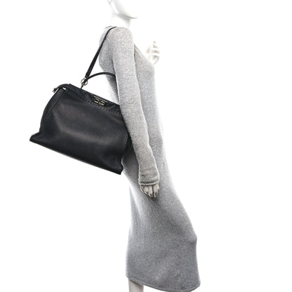 Fendi Cuoio Romano Selleria Bi-Color Large Peekaboo Iconic Satchel Black Mou 2 of 12