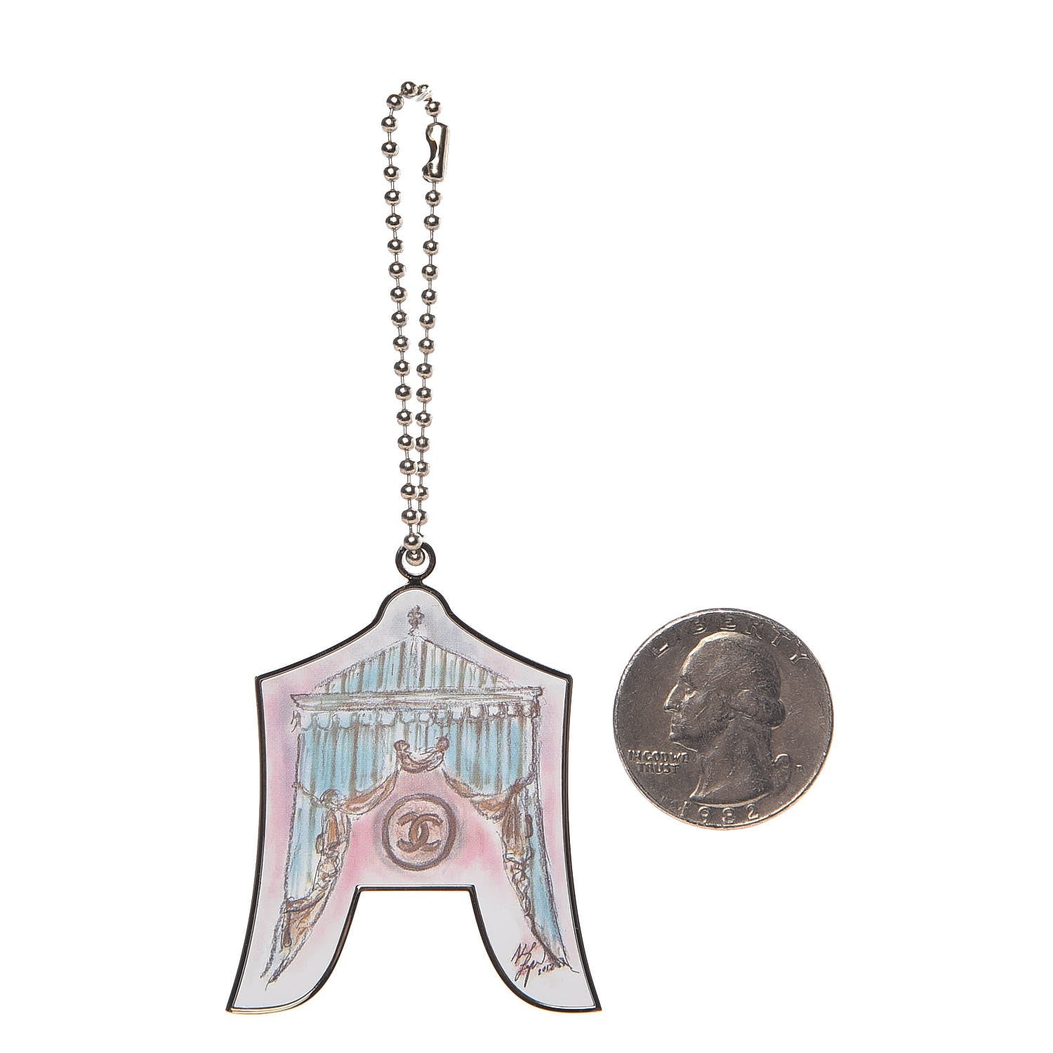 Chanel Enamel Circus Tent Bag Charm Pink Blue Silver 3 of 4
