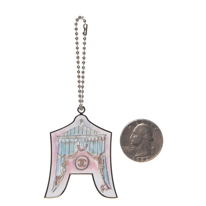 Chanel Enamel Circus Tent Bag Charm Pink Blue Silver 3 of 4
