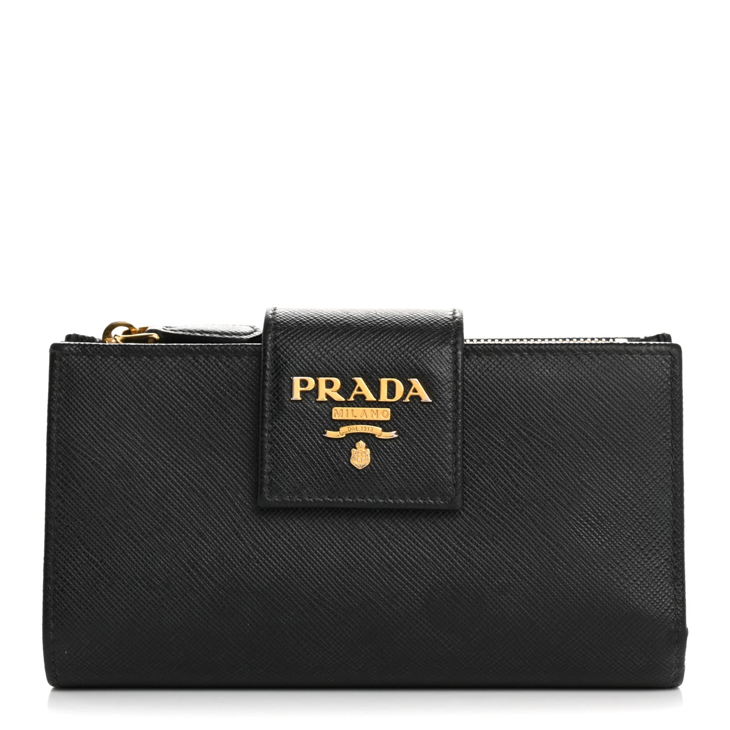 Saffiano Metal Tab Wallet Black