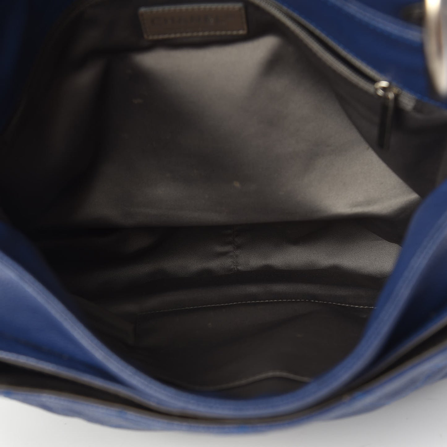 Glazed Caviar Flap Hobo Dark Blue