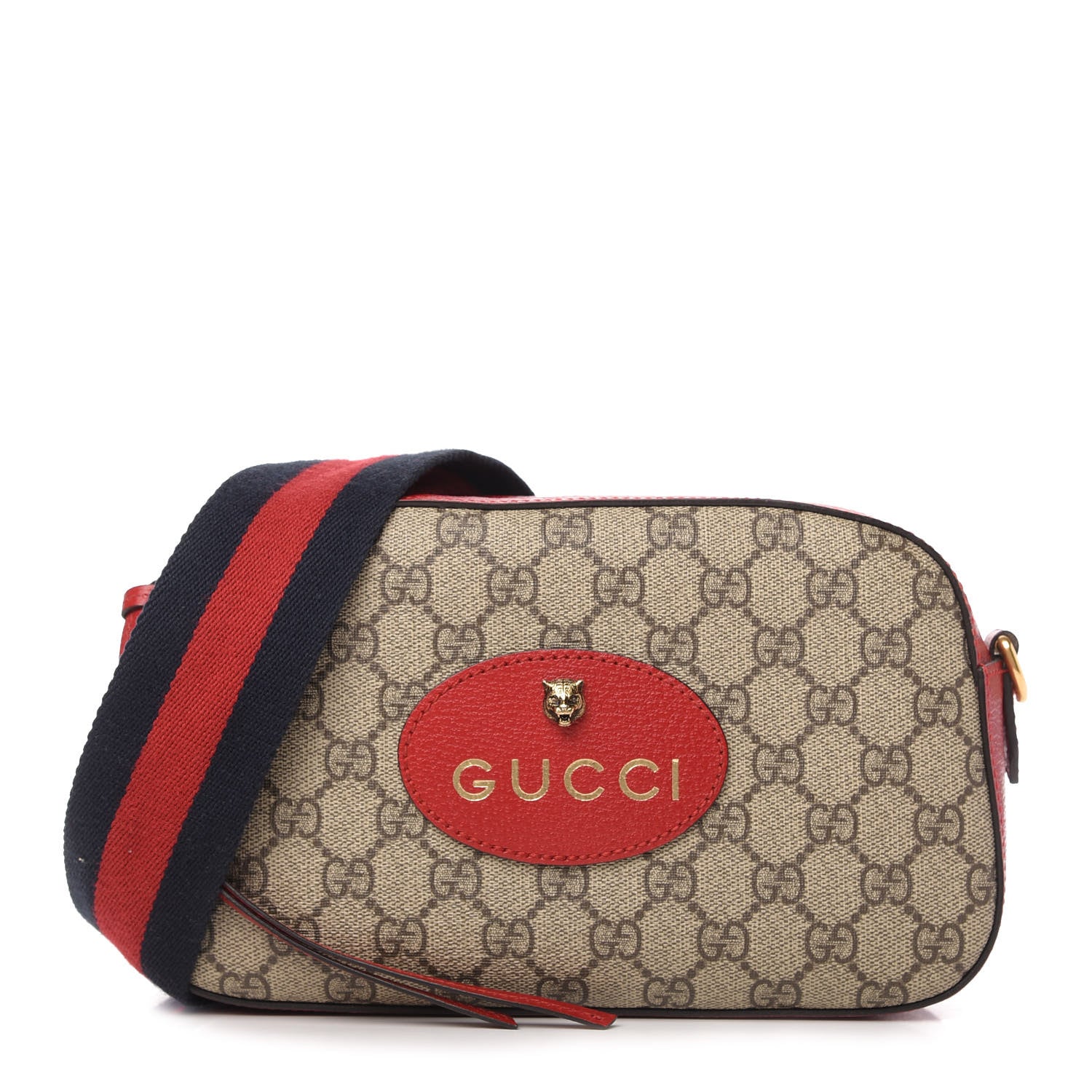 Gucci GG Supreme Monogram Web Neo Vintage Shoulder Bag Beige Red 1 of 10