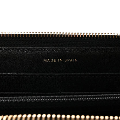Chanel Sheepskin Chevron Quilted Mademoiselle Vintage Zip Around Wallet Black 6 of 11