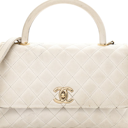 Chanel Caviar Quilted Small Coco Handle Flap White 8 of 21