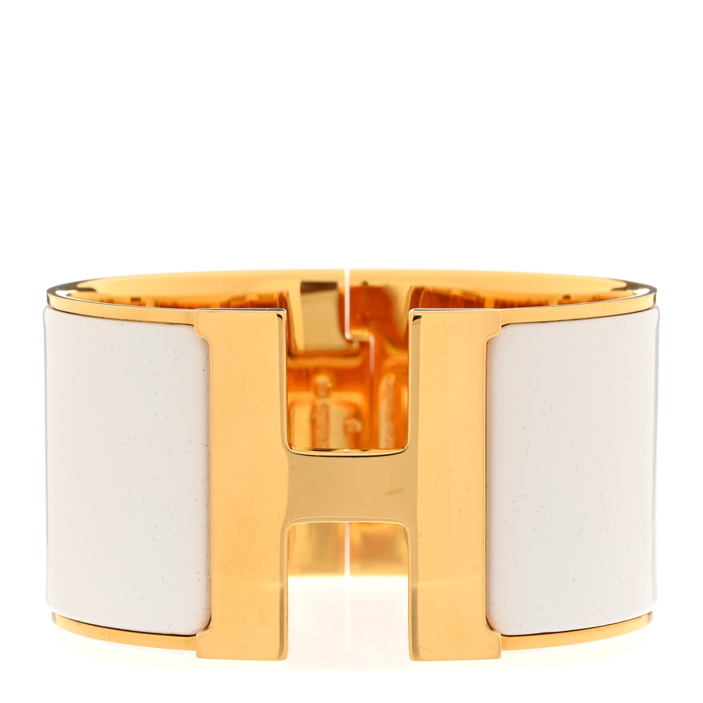 Enamel Extra Wide Clic Clac H Bracelet GM White