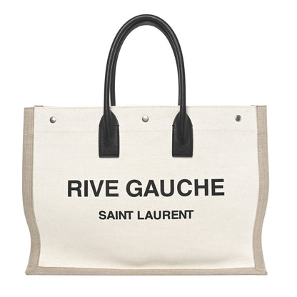 Saint Laurent Linen Calfskin Rive Gauche Tote Greggio Natural 1 of 9