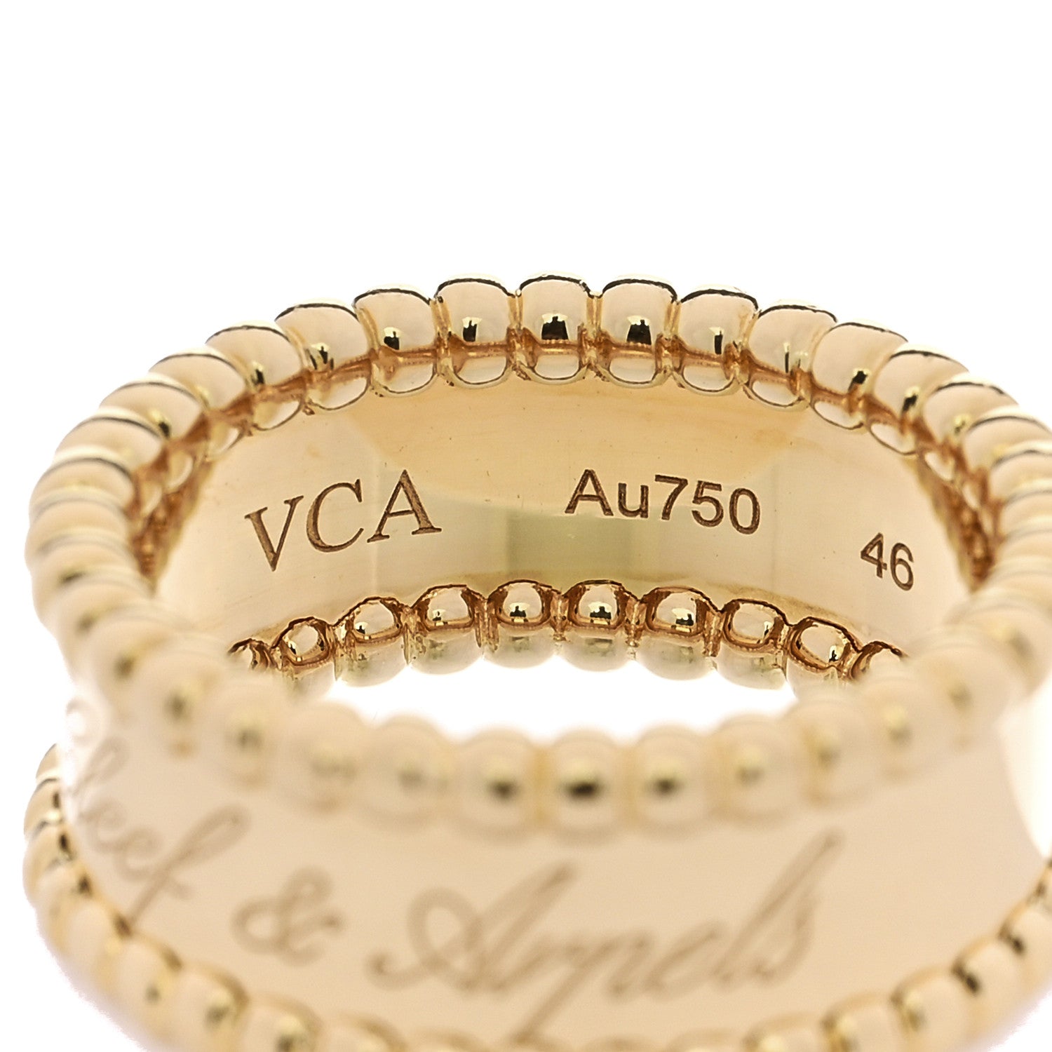 Van Cleef & Arpels 18K Yellow Gold Perlee Signature Ring 46 3.75 4 of 6