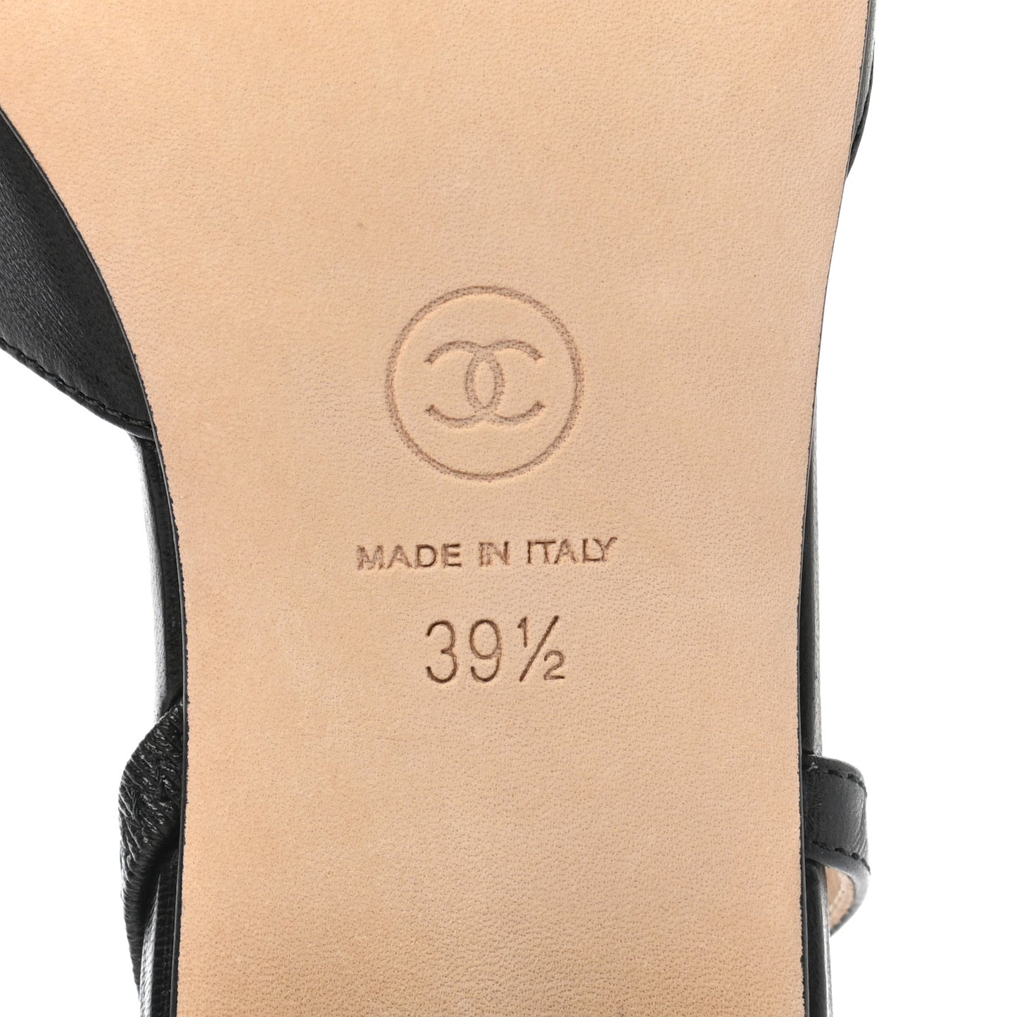 Goatskin Grosgrain Cap Toe CC Slingback Sandals 39.5 Black