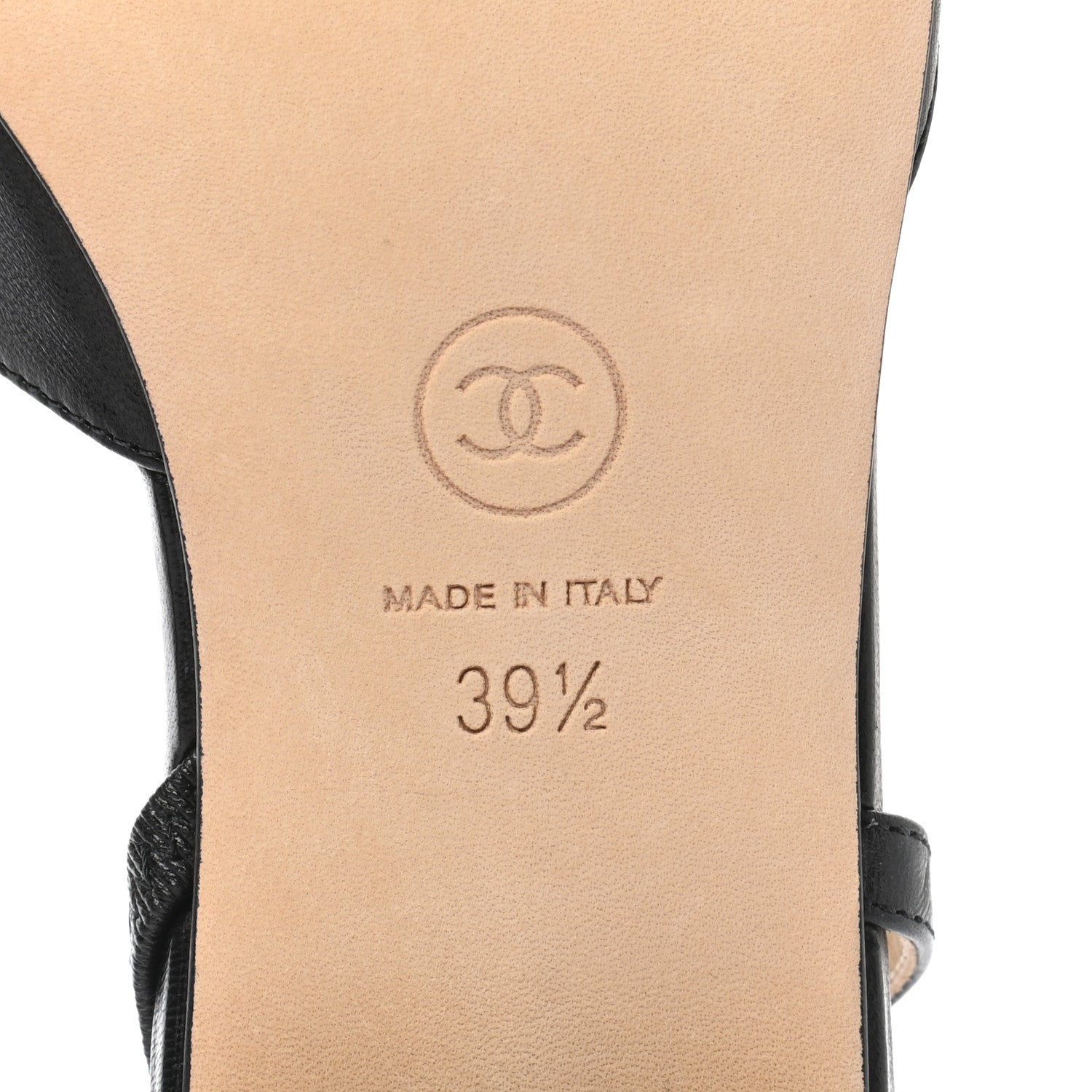 Chanel Goatskin Grosgrain Cap Toe CC Slingback Sandals 39.5 Black 6 of 8
