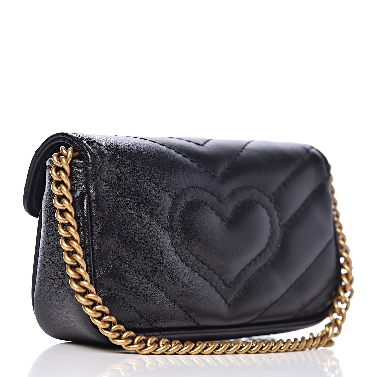 Gucci Calfskin Matelasse GG Marmont 2.0 Coin Purse On A Chain Black 4 of 10