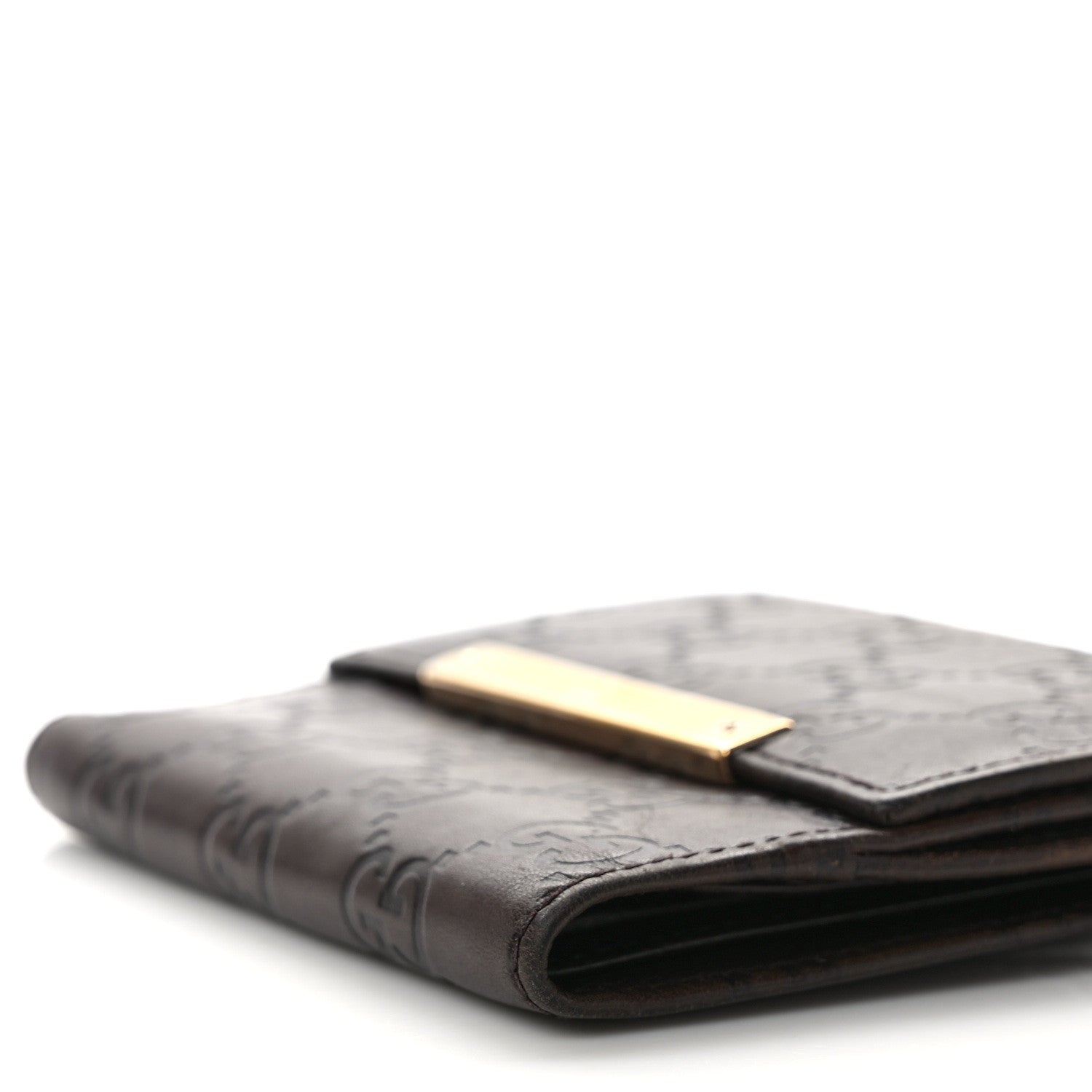 Gucci Guccissima Metal Bar French Flap Wallet Dark Chocolate 8 of 10