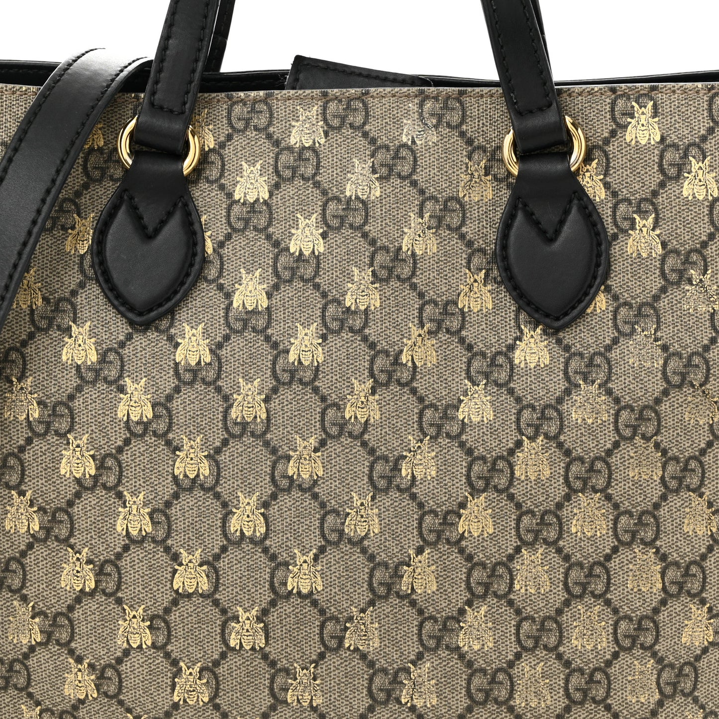 Soft GG Supreme Monogram Bees Small Crossbody Tote Beige Oro Black