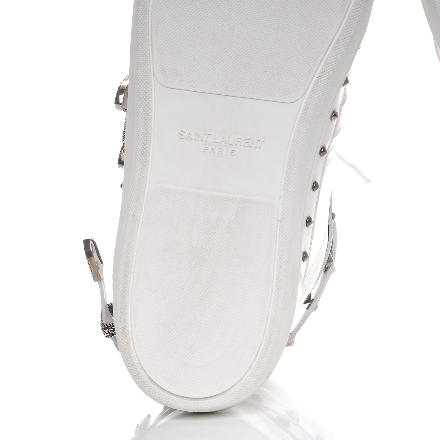Calfskin Wolly Spike SL/08H High Top Sneakers 47.5 White