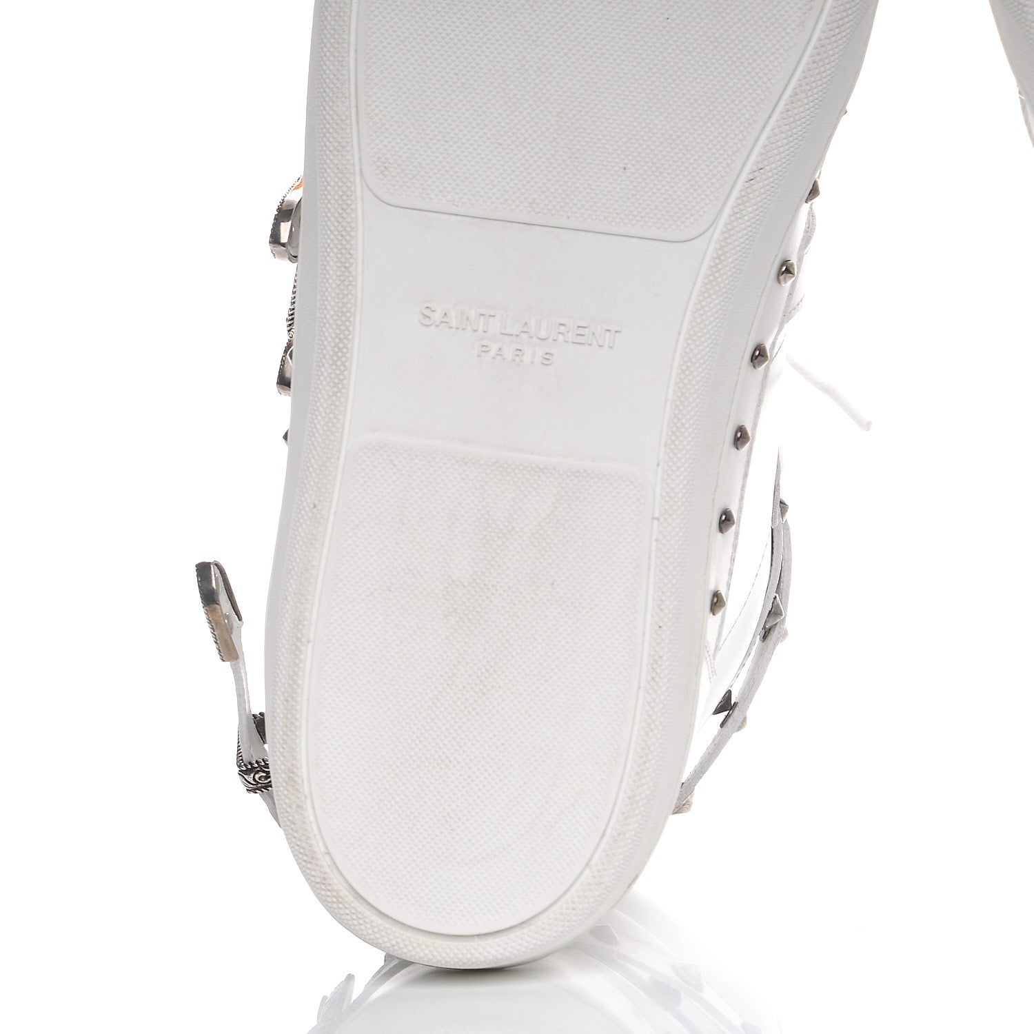Saint Laurent Calfskin Wolly Spike SL/08H High Top Sneakers 47.5 White 14 of 15