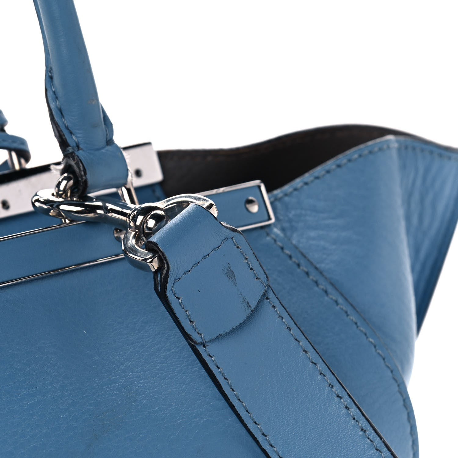 Fendi Vitello Dolce Croc Tail Petite 3Jours Tote Light Blue 15 of 16