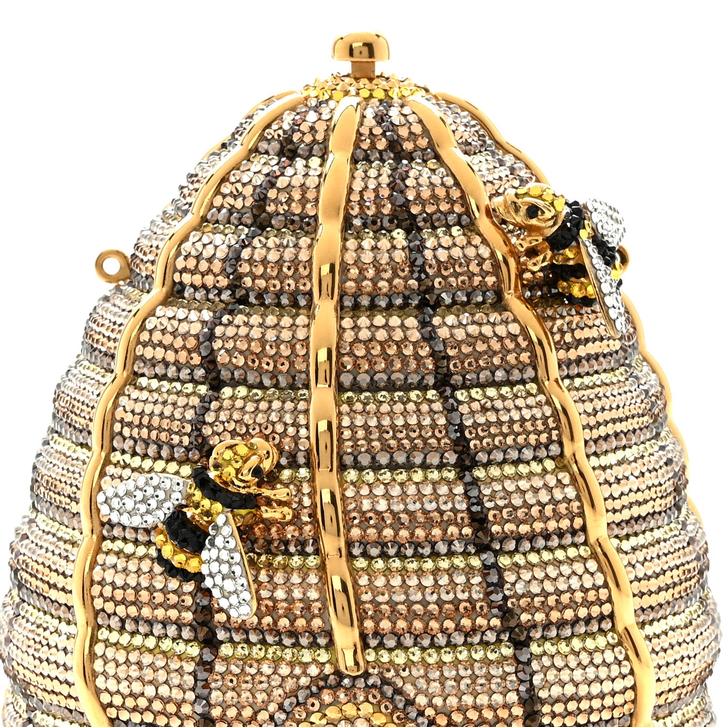 Judith Leiber Crystal Beehive Minaudiere Clutch Gold 8 of 12