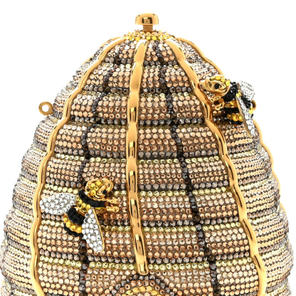Judith Leiber Crystal Beehive Minaudiere Clutch Gold 8 of 12