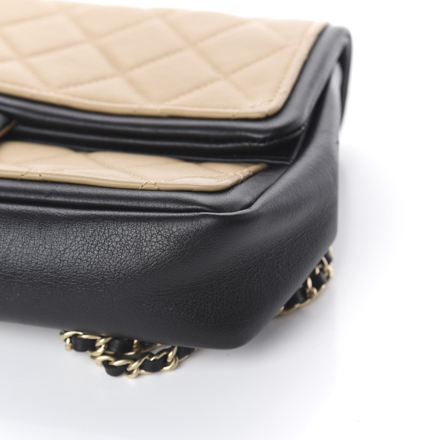 Chanel Calfskin Quilted Medium Graphic Flap Beige Black 9 of 9