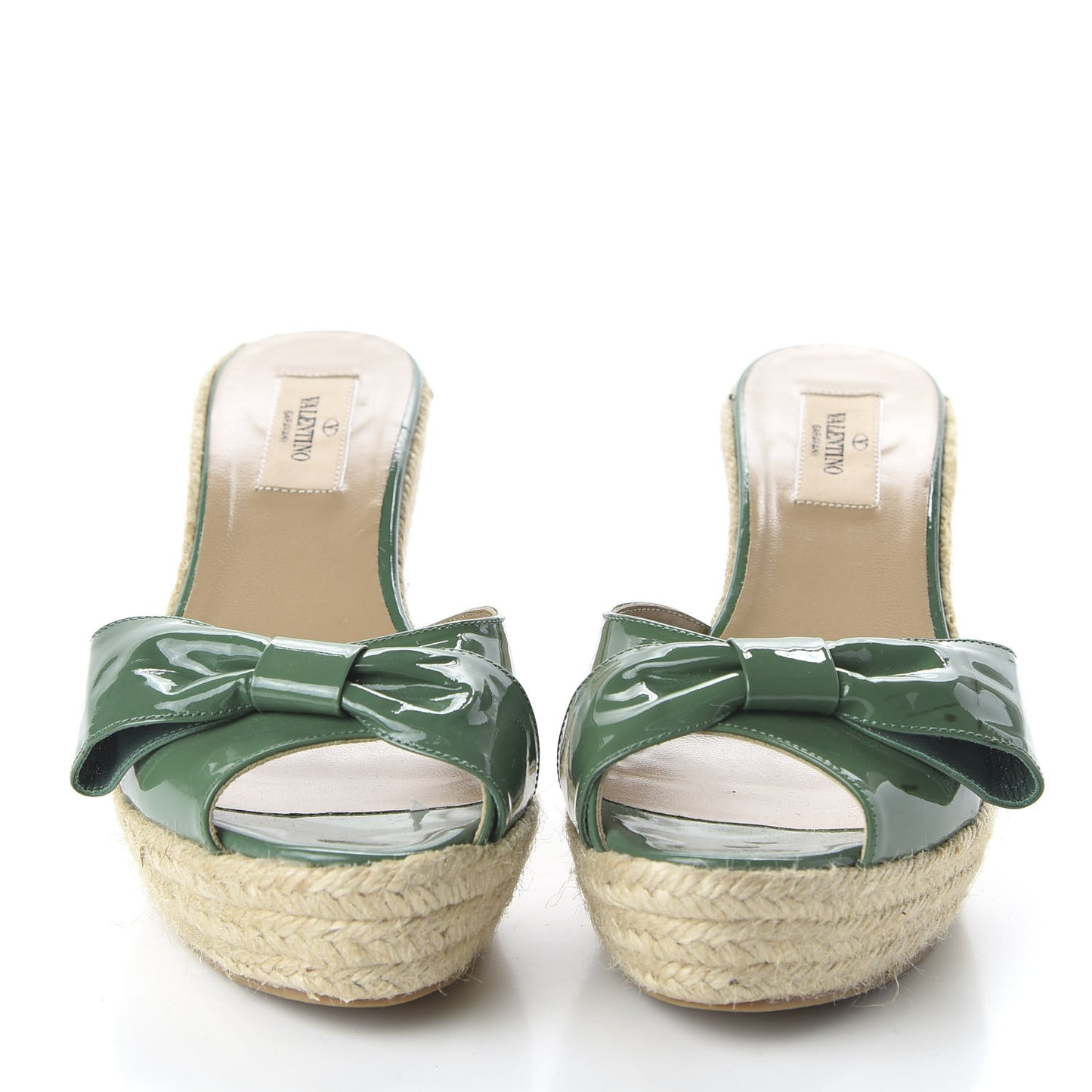 Patent Mena Bow Espadrille Wedges 39 Green