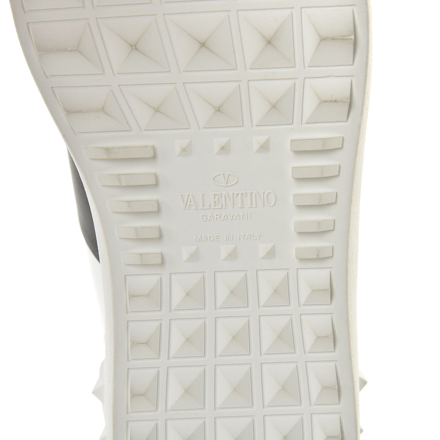 Calfskin Star VLTN Mens Rockstud Open Sneakers 42.5 White