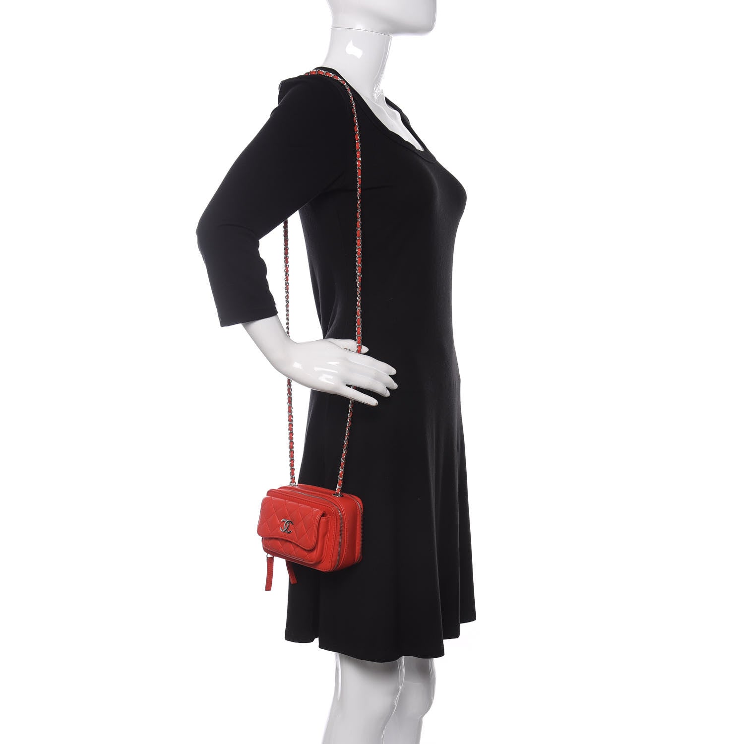 Chanel Lambskin Quilted Small Pocket Box Camera Case Red 2 of 9