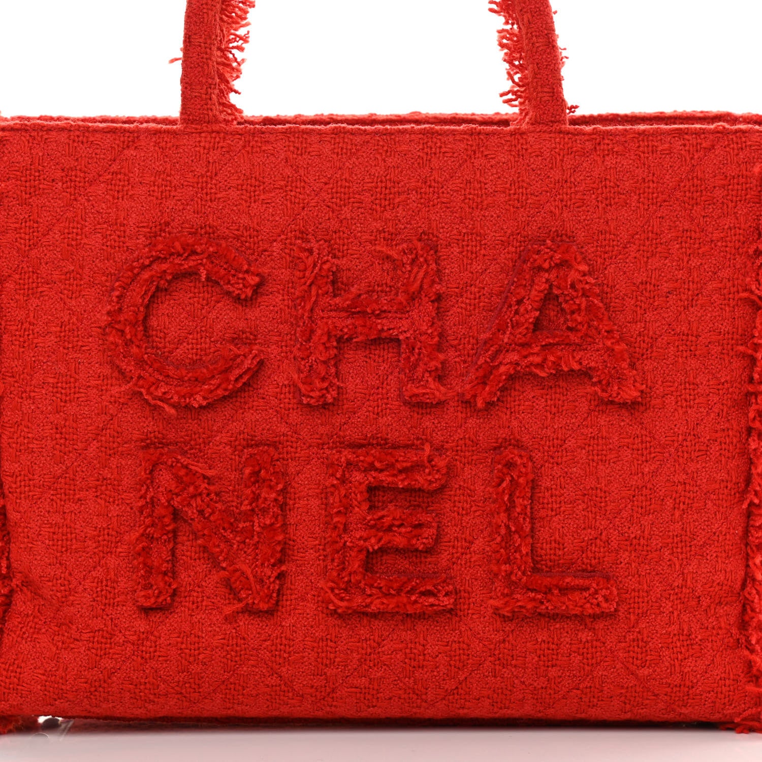 Chanel Wool Tweed Large Zipped Shopping Tote Red 8 of 11