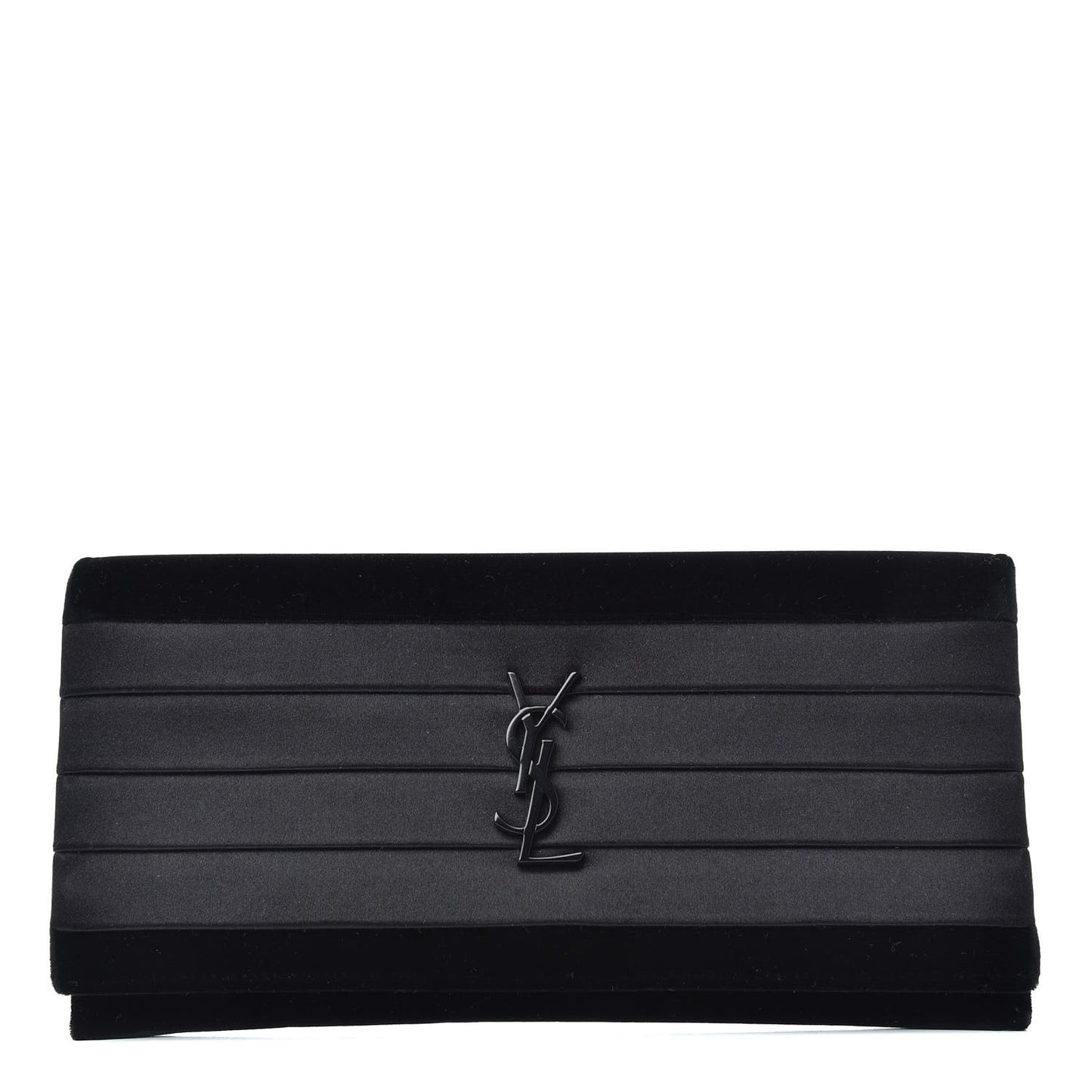 Velvet Satin Monogram Smoking Clutch Black