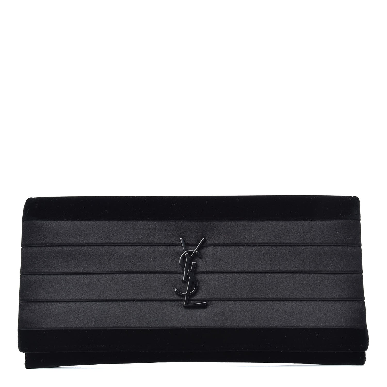 Saint Laurent Velvet Satin Monogram Smoking Clutch Black 1 of 7