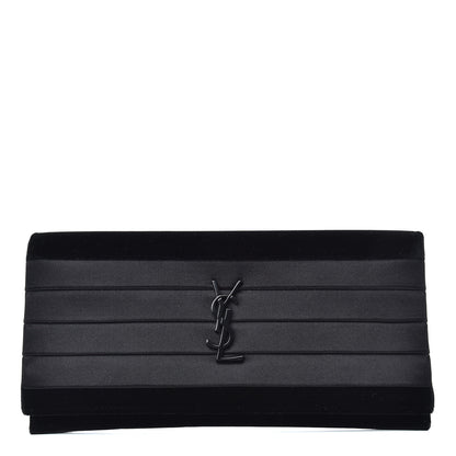 Saint Laurent Velvet Satin Monogram Smoking Clutch Black 1 of 7