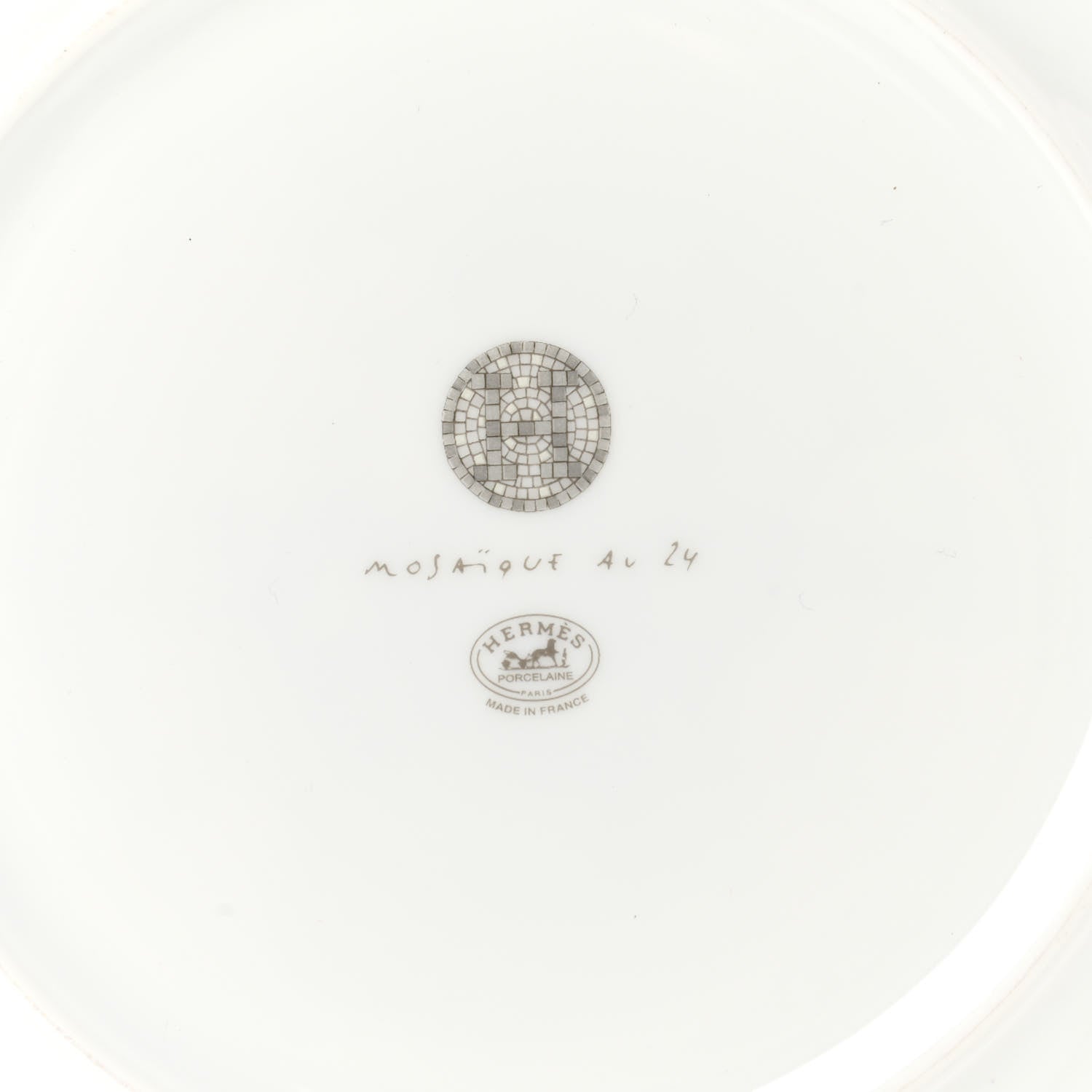Hermes Porcelain Mosaique au 24 Platine Dessert Plate 8.3 4 of 7