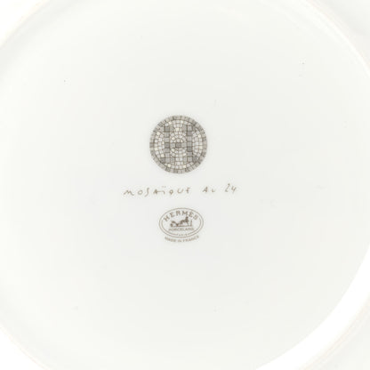 Hermes Porcelain Mosaique au 24 Platine Dessert Plate 8.3 4 of 7