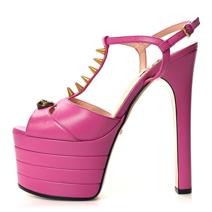 Gucci Malaga Kid Angel T-Strap Platform High Heel Sandals 37.5 Rododendro 1 of 7