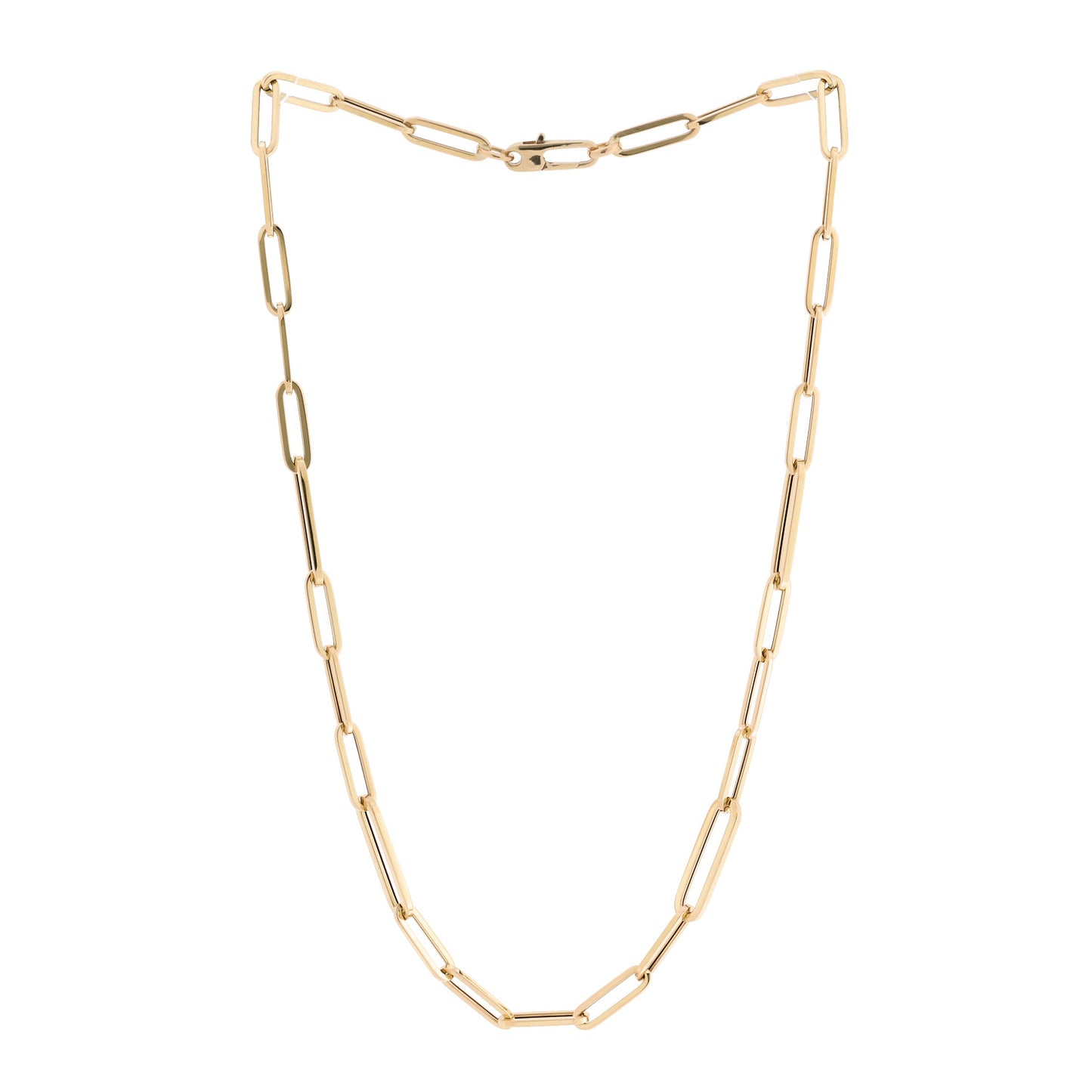 18K Yellow Gold Paper Clip Link Necklace
