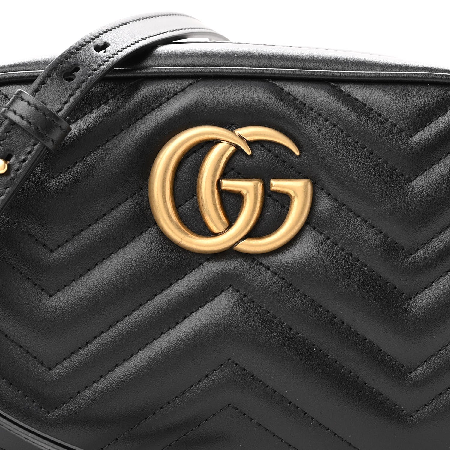 Gucci Calfskin Matelasse Small GG Marmont Chain Shoulder Bag Black 7 of 10