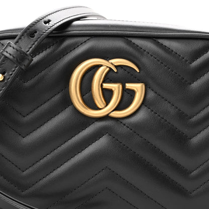 Gucci Calfskin Matelasse Small GG Marmont Chain Shoulder Bag Black 7 of 10