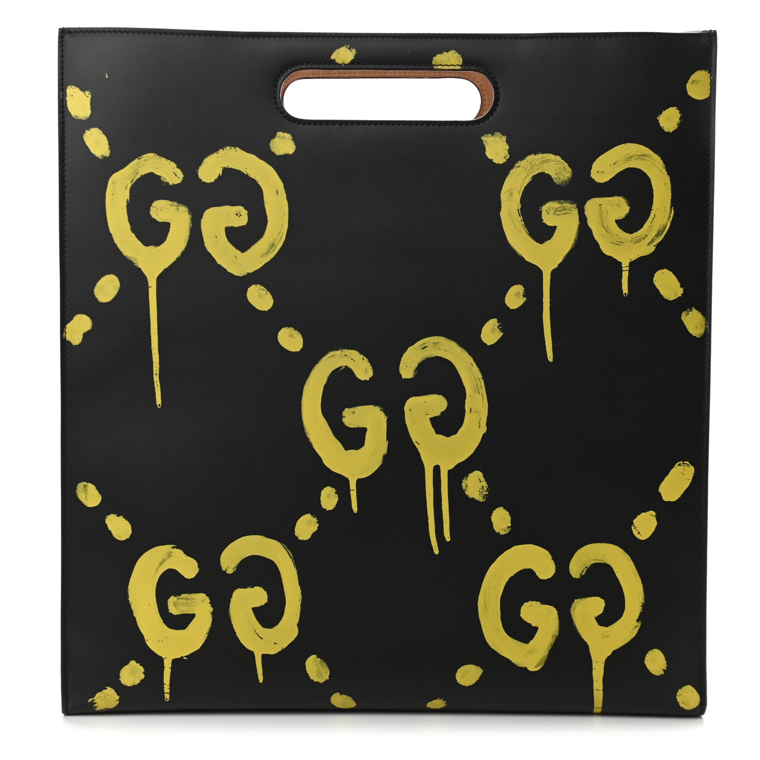 Gucci Calfskin GucciGhost Real Large XL Tote Black Yellow 1 of 9