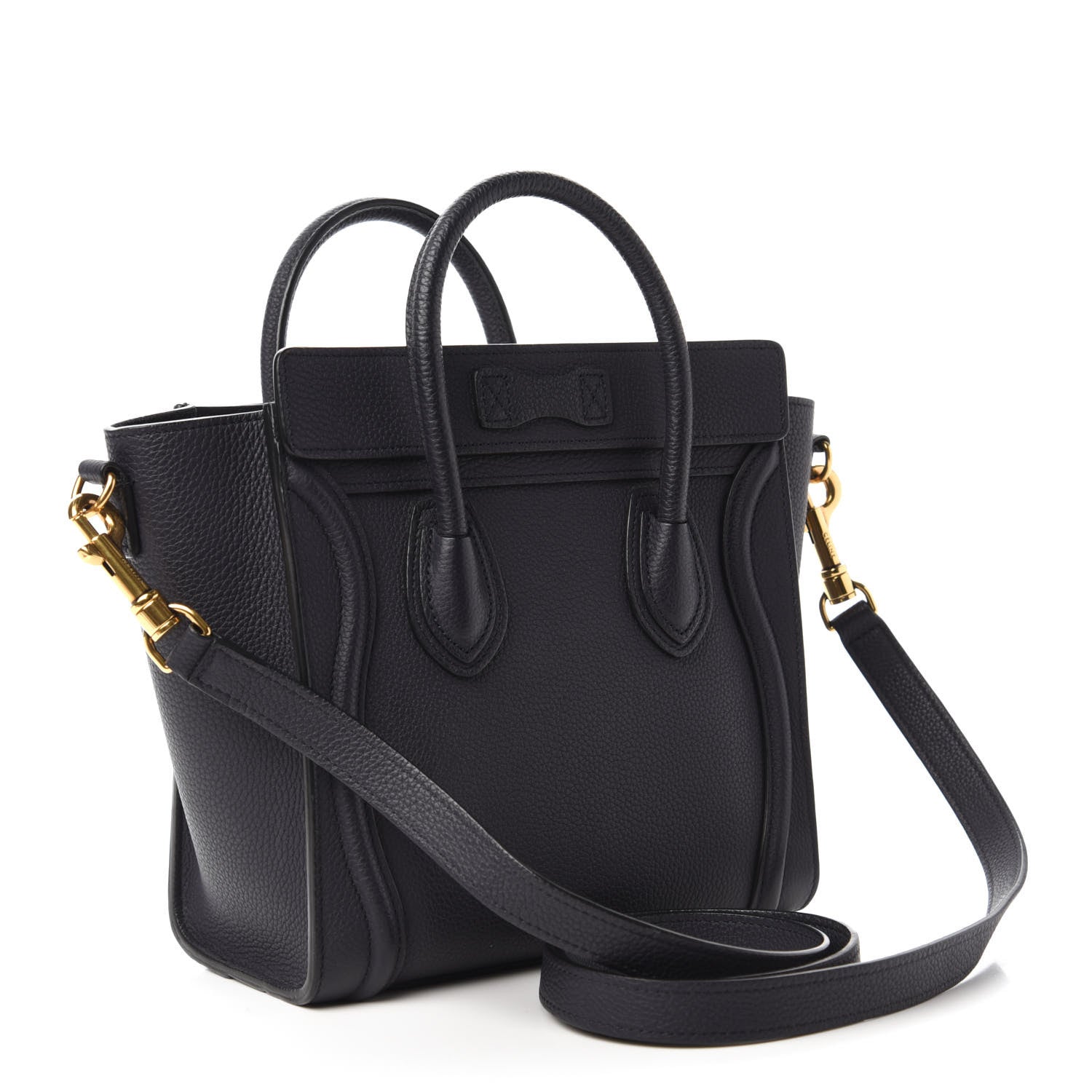 Celine Drummed Calfskin Nano Luggage Navy Blue 3 of 10