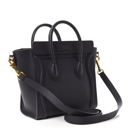 Celine Drummed Calfskin Nano Luggage Navy Blue 3 of 10
