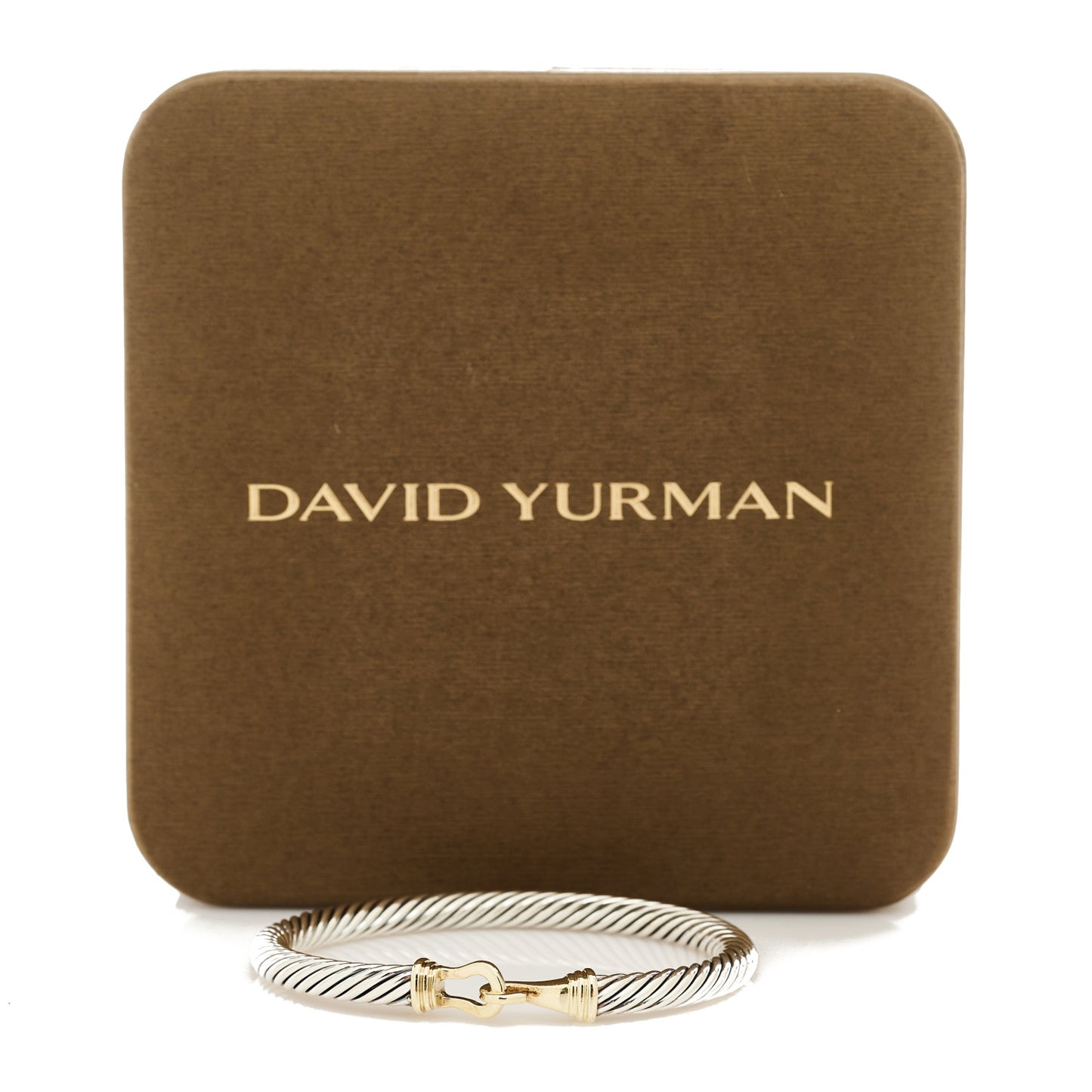 Sterling Silver 14K Yellow Gold 5mm Cable Classic Buckle Bracelet