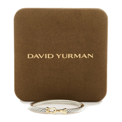 David Yurman Sterling Silver 14K Yellow Gold 5mm Cable Classic Buckle Bracelet 4 of 4