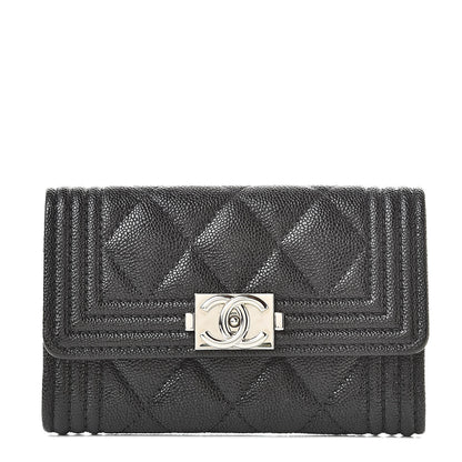 Chanel Caviar Quilted Boy Flap Card Holder Black 1 of 9