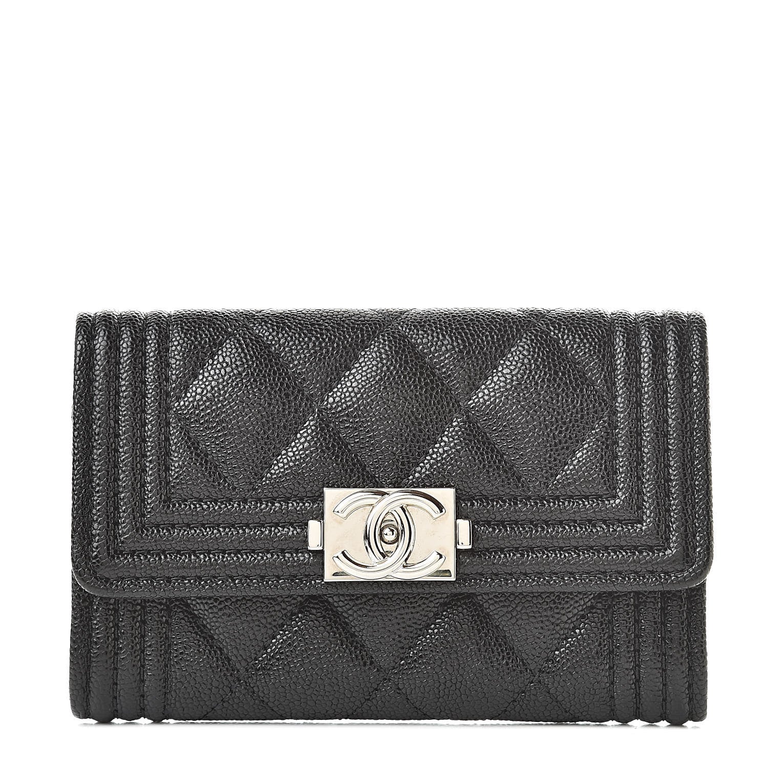 Chanel Caviar Quilted Boy Flap Card Holder Black 1 of 9